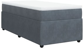 vidaXL Κρεβάτι Boxspring με Στρώμα Σκούρο Γκρι 100x200 εκ. Βελούδινο