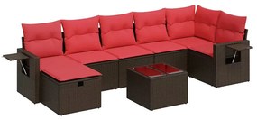 vidaXL Σαλόνι Κήπου Σετ 8 Τεμαχίων Καφέ Συνθετικό Ρατάν με Μαξιλάρια