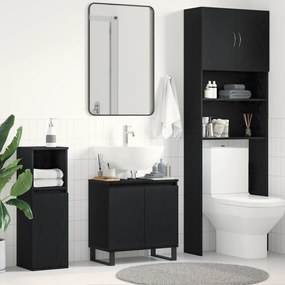 vidaXL Νιπτήρας Μπάνιου Μαύρο Δρυς 58x33x60 εκ. Επεξεργασμένο ξύλο
