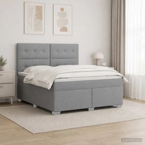 vidaXL Κρεβάτι box spring με στρώμα Ανοιχτό γκρι 140 x 200 cm Ύφασμα
