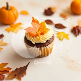 Intra Συλλεκτικό Ξύλινο Παζλ Plywood  4mm - Λαχταριστό Cupcake με φθινοπωρινή διακόσμηση Σε Ξύλινο Κουτί - Διαστάσεις: 10x10 cm – 25 κομμάτια