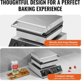 VEVOR 4PCS Commercial Waffle Maker Round Waffle Iron Machine 1750W Non-Stick