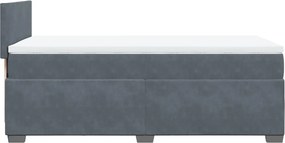 vidaXL Κρεβάτι Boxspring με Στρώμα Σκούρο Γκρι Single Βελούδινο