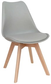 Καρέκλα Logan Plus Grey 10-0016 48Χ58Χ81cm Ξύλο,Τεχνόδερμα