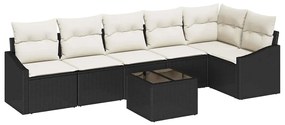 vidaXL Σετ Καναπέ Κήπου 7 pcs Μαύρο Πολυ ράταν