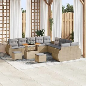 vidaXL Σετ Καναπέ Κήπου 13 pcs Μπεζ συνθετικό ρατάν