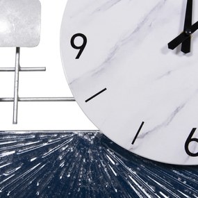 Ρολόι Τοίχου Μεταλλικό Λευκό Με Μαύρους Δείκτες &amp; Αριθμούς 92x51Υεκ.