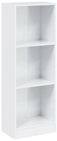 vidaXL Βιβλιοθήκη με 3 Ράφια Γυαλ. Λευκό 40x24x109 εκ. Επεξεργ. Ξύλο