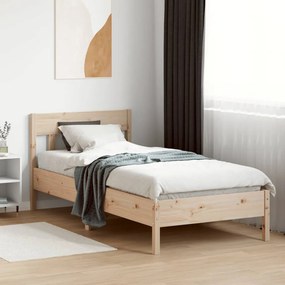 vidaXL Bed Frame Natural 90 x 200 cm Solid Pine Wood, Plywood Slats