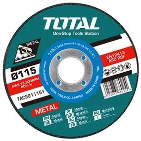 TOTAL TAC2211155 Δίσκος Κοπής Μετάλλου / Inox 115 Χ 1.2mm Σε Μεταλλικό Κουτάκι