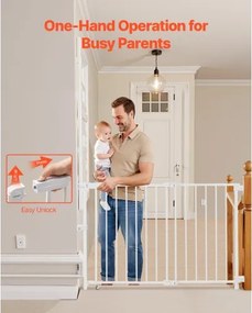 VEVOR Baby Gate 29.5-43 Inches Adjustable Width 28 Inches High Dog Gate White