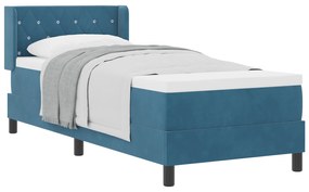 vidaXL Κρεβάτι με Στρώμα και Στρώμα Σκούρο Μπλε 80x200 εκ Βελούδο