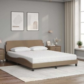 vidaXL Κρεβάτι με Στρώμα Dover Καπουτσίνο 160x200εκ.από Συνθ.Δέρμα