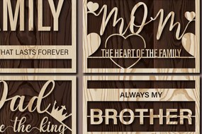 Intra απο ξύλο plywood  Χρώμα wenge 3mm-4mm πάχος - Η οικογένεια, η μαμά, ο μπαμπάς και ο αδελφός υπογράφουν Δίασταση 30x20 cm INTRAFABR-95711800