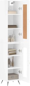 vidaXL Ντουλάπι Γυαλ. Λευκό 34,5 x 34 x 180 εκ. από Επεξεργασμένο Ξύλο
