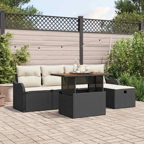 vidaXL Σετ Καναπέ Κήπου Ρυθμιζόμενο ύψος 6 pcs Μαύρο συνθετικό ρατάν
