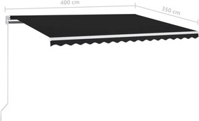 vidaXL Τέντα Συρόμενη Χειροκίνητη Ανθρακί 400 x 350 εκ.