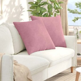 vidaXL Μαξιλάρι Καναπέ 2 τμχ. Βελούδο Ροζ 80 x 80 cm