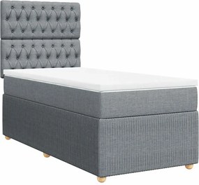 vidaXL Κρεβάτι Boxspring με Στρώμα Ανοιχτό Γκρι 90x200 εκ. Υφασμάτινο