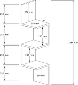 Ράφι Τοίχου Ανθρακί ZIKZAK 25x25x105,4