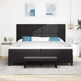 vidaXL Κρεβάτι με ελατήρια με στρώμα Μαύρο 200 x 200 cm Βελούδο