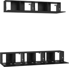 vidaXL Σετ επίπλου τηλεόρασης 5 pcs Μαύρη Οξυά Επεξεργασμένο ξύλο
