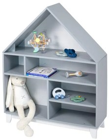 Montessori Ξύλινη Ραφιέρα σε σχήμα Σπιτιού Woodle  Grey + White   85 x 25 x 93cm  WO10010G  Ingvart