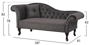 ΑΝΑΚΛΙΝΔΡΟ T.CHESTERFIELD ΓΚΡΙ ΒΕΛΟΥΔΟ NIOVI  ΑΡ.ΜΠΡΑΤΣO 189x61x84Yεκ.