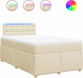 vidaXL Κρεβάτι Boxspring με Στρώμα Κρεμ 120x190 εκ. Υφασμάτινο