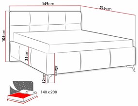 Κρεβάτι Beloit 101, Διπλό, Ανοιχτό καφέ, 140x200, Ταπισερί, Τάβλες για Κρεβάτι, 149x216x106cm, 83 kg | Epipla1.gr