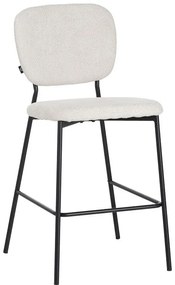 Σκαμπό μπαρ Cathair ύφασμα μπουκλέ μπεζ απόχρωση με μαύρα μεταλλικά πόδια 48x54x100 εκ. 2αδα 48x54x100 εκ.