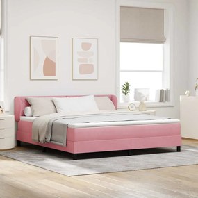 vidaXL Κρεβάτι Box Spring με Στρώμα Ροζ 180x200 cm Βελούδο
