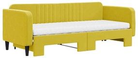 vidaXL Καναπές Κρεβάτι Συρόμενος Κίτρινο 80x200εκ. Βελούδινος Στρώματα
