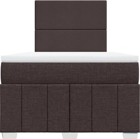 vidaXL Κρεβάτι Boxspring με Στρώμα Σκούρο Καφέ 120x190 εκ Υφασμάτινο