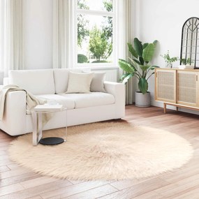 vidaXL Χαλί από τεχνητό πρόβειο δέρμα TAFALLA Μπεζ Ø 160 cm