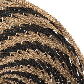 Διακοσμητικό Τοίχου Στρογγυλό Σπiral Όψη-Seagrass σε Μαύρο-Φυσικό Φ61x3 Εκ.