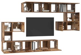 vidaXL Σετ επίπλου τηλεόρασης 10 pcs Παλαιό ξύλο 180 x 30 x 90.5 εκ