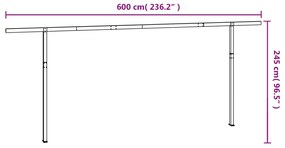 Στύλοι Τέντας Σετ Ανθρακί 600 x 245 εκ. από Σίδερο