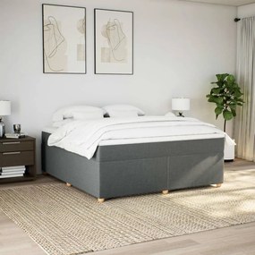 Κρεβάτι Boxspring με Στρώμα Σκούρο Γκρι 180x200 εκ Υφασμάτιν - Γκρι