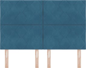 vidaXL LED κεφαλάρι Σκούρο Μπλε 160 cm Τεχνητό Δέρμα