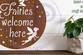 Intra απο ξύλο plywood Χρώμα wenge 3mm-4mm πάχος - Fairies Welcome Here Επιτοίχια επιγραφή, Δίασταση 30x20 cm INTRAFABR-47240742