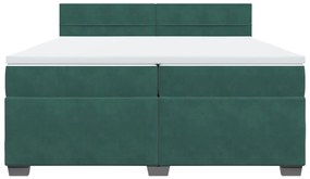 vidaXL Κρεβάτι Boxspring με Στρώμα Σκούρο Πράσινο 200x200εκ. Βελούδινο