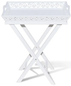 vidaXL Βοηθητικό Τραπεζάκι με Δίσκο Σερβιρίσματος Λευκό
