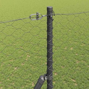 vidaXL Έξιγωνο φράχτη σταθερού εδάφους 10 x 1,5 m Γκρι Δίχτυ