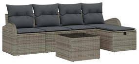 vidaXL Σετ Καναπέ Κήπου με μαξιλάρι 6 pcs Γκρι Πολυ ράταν