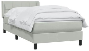 vidaXL Box Spring κρεβάτι με στρώμα ανοιχτό γκρι 80x220 cm Βελούδινο
