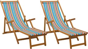 vidaXL Πτυσσόμενη ξαπλώστρα 2 pcs 3 θέση Στερεό Ξύλο Ευκαλύπτου