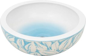 vidaXL Νιπτήρας Λευκός και Μπλε Φ41x14 εκ. Κεραμικός