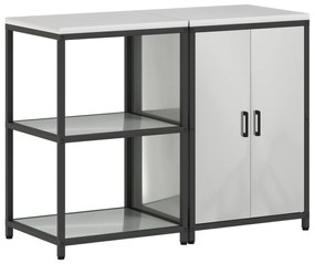 vidaXL Σετ Αποθήκευσης Κουζίνας με ράφι 2 pcs Ασημί 120 x 50 x 92 εκ.