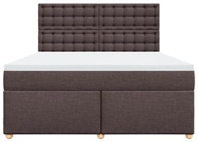 Κρεβάτι Boxspring με Στρώμα Σκούρο Καφέ 180x200 εκ Υφασμάτινο - Καφέ